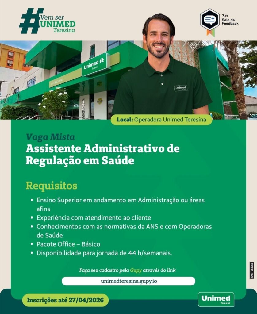 Vaga de emprego para Assistente ADM de Regulação em Saúde