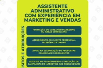 Vaga de emprego para Assistente Administrativo