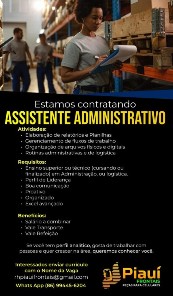 Vaga de emprego para Assistente Administrativo