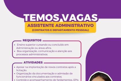 Vaga de emprego para Assistente Administrativo