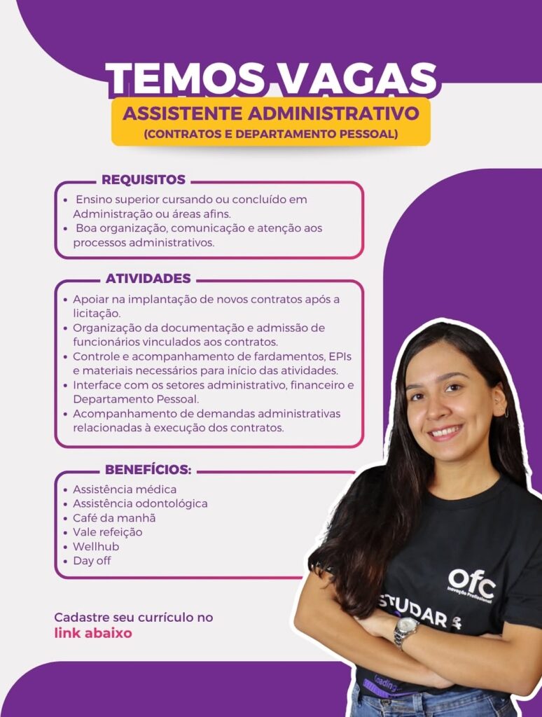 Vaga de emprego para Assistente Administrativo