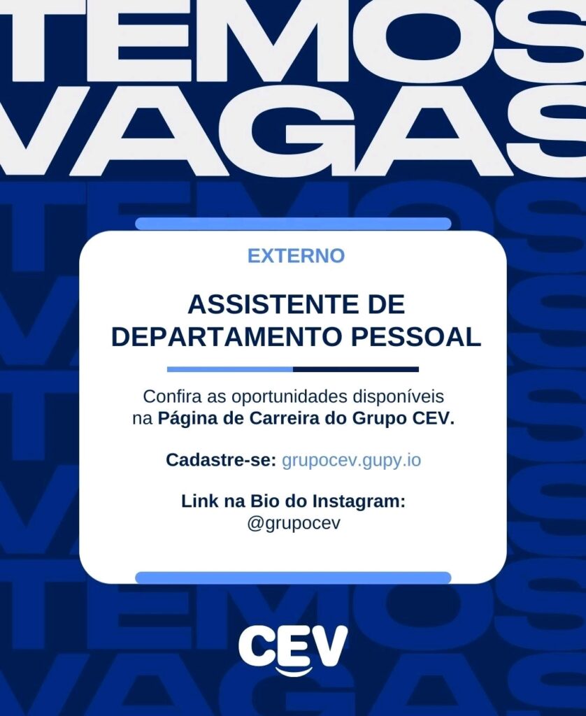 Vaga de emprego para Assistente de DP
