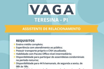 Vaga de emprego para Assistente de Relacionamento
