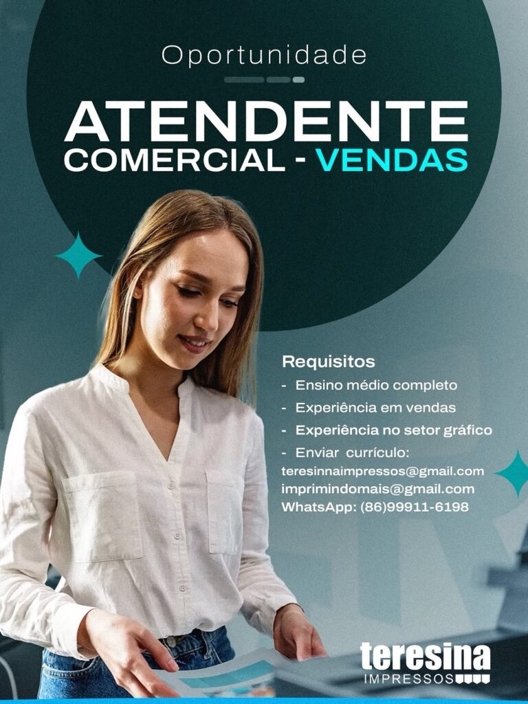 Vaga de emprego para Atendente Comercial