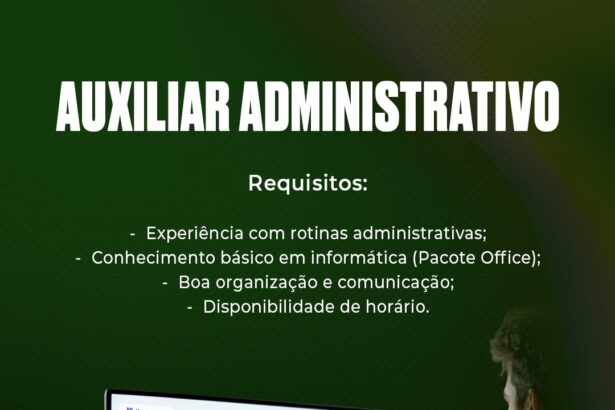 Vaga de emprego para Auxiliar Administrativo