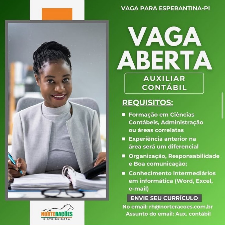 Vaga de emprego para Auxiliar Contábil