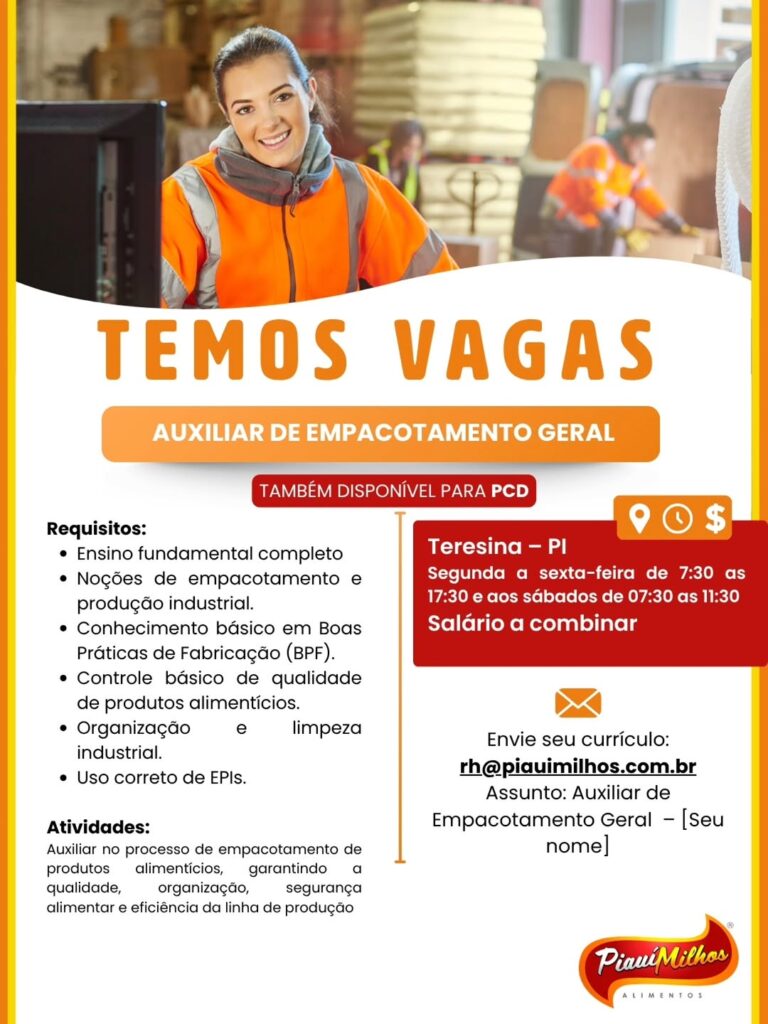 Vaga de emprego para Auxiliar de Empacotamento Geral
