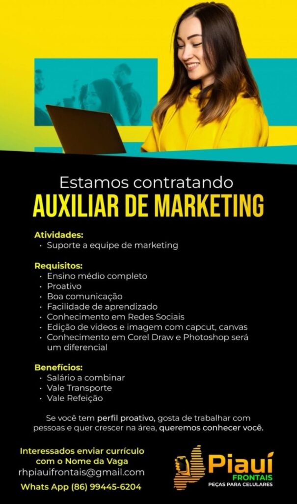 Vaga de emprego para Auxiliar de Marketing