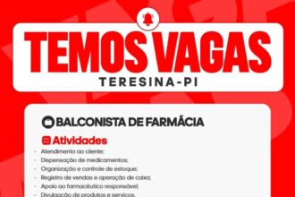 Vaga de emprego para Balconista de Farmácia