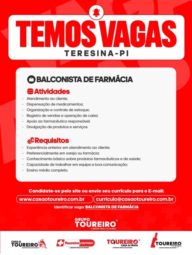 Vaga de emprego para Balconista de Farmácia
