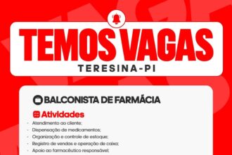 Vaga de emprego para Balconista de Farmácia em Teresina
