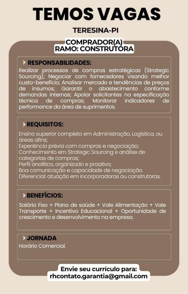 Vaga de emprego para Comprador(a)