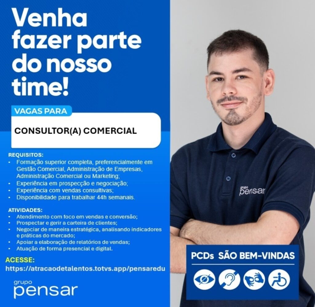 Vaga de emprego para Consultor(a) Comercial