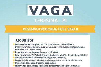 Vaga de emprego para Desenvolverdor(a) Full Stack