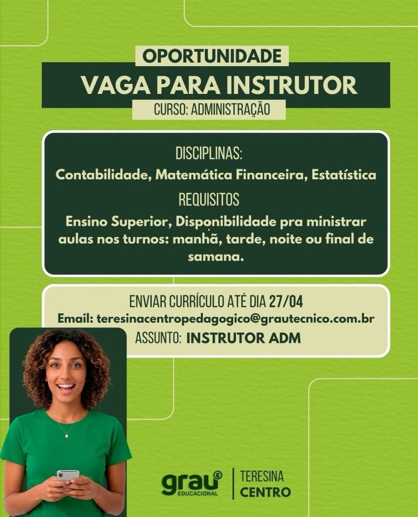 Vaga de emprego para Instrutor
