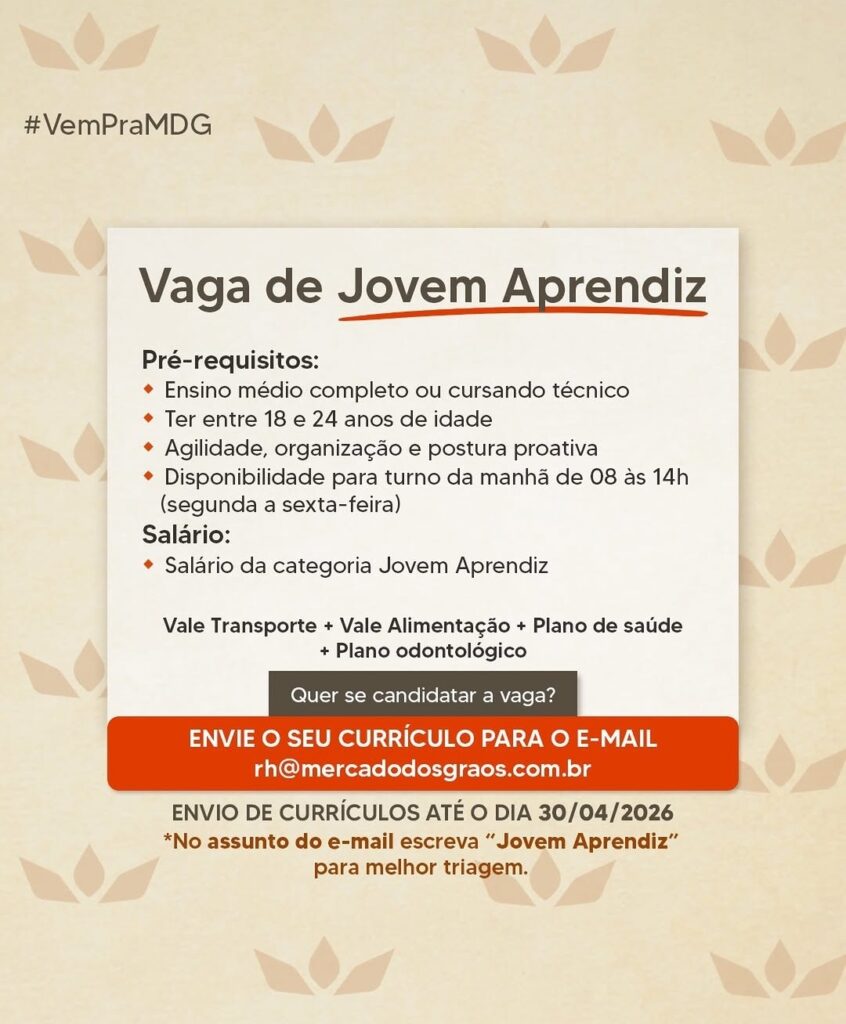 Vaga de emprego para Jovem Aprendiz
