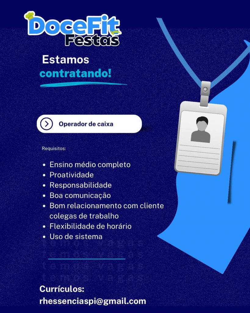 Vaga de emprego para Operador de Caixa