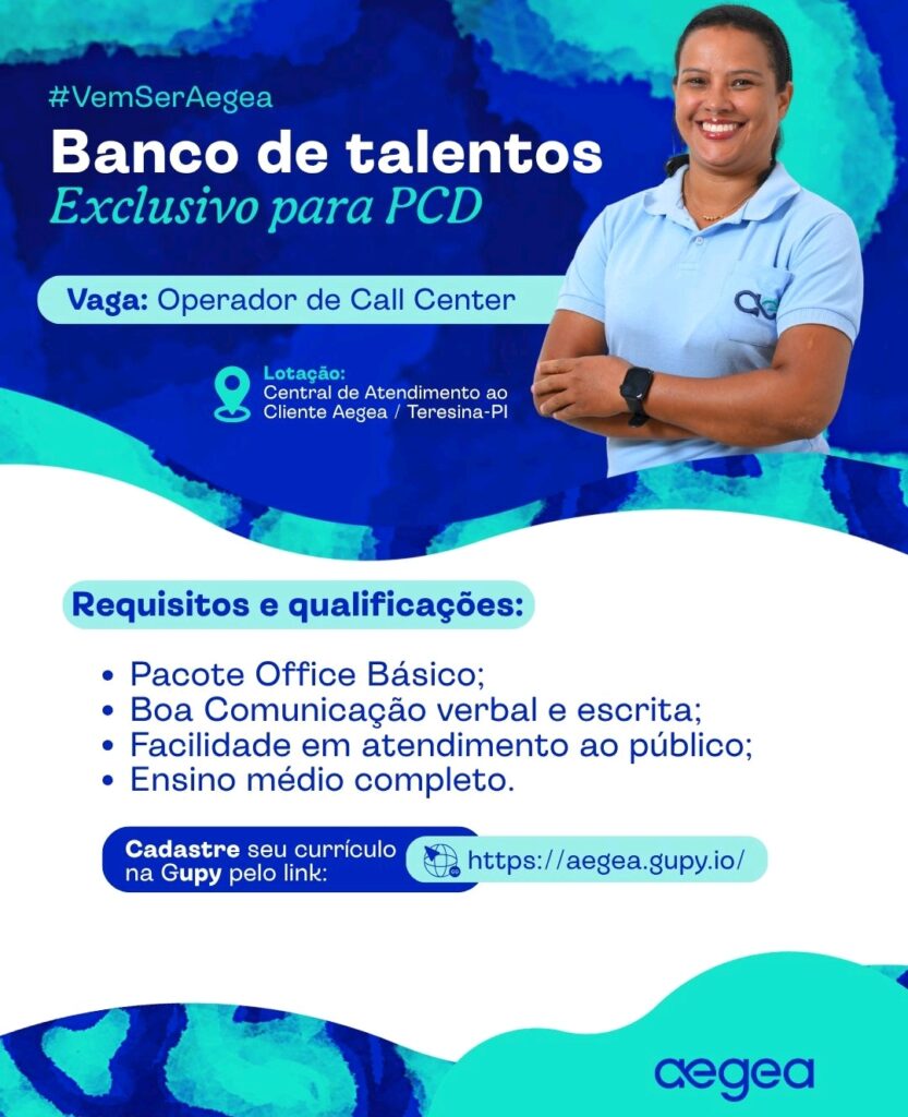 Vaga de emprego para Operador de Call Center (PCD)