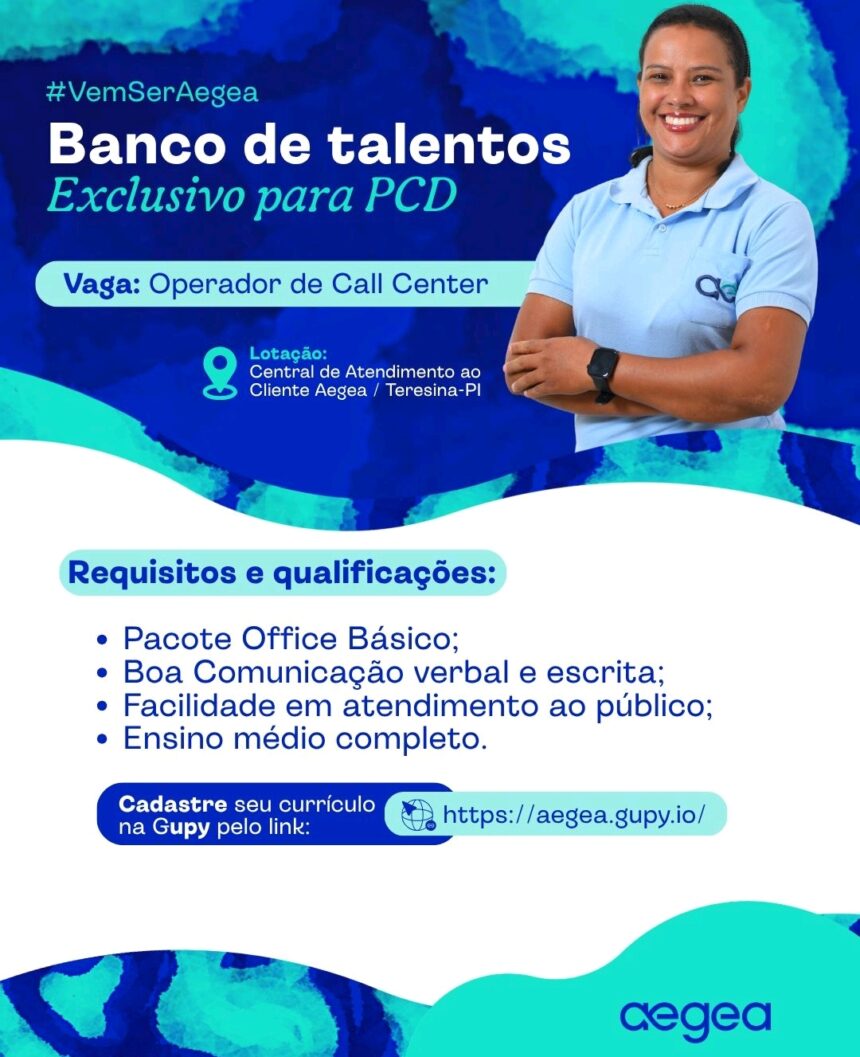 Vaga de emprego para Operador de Call Center (PCD)