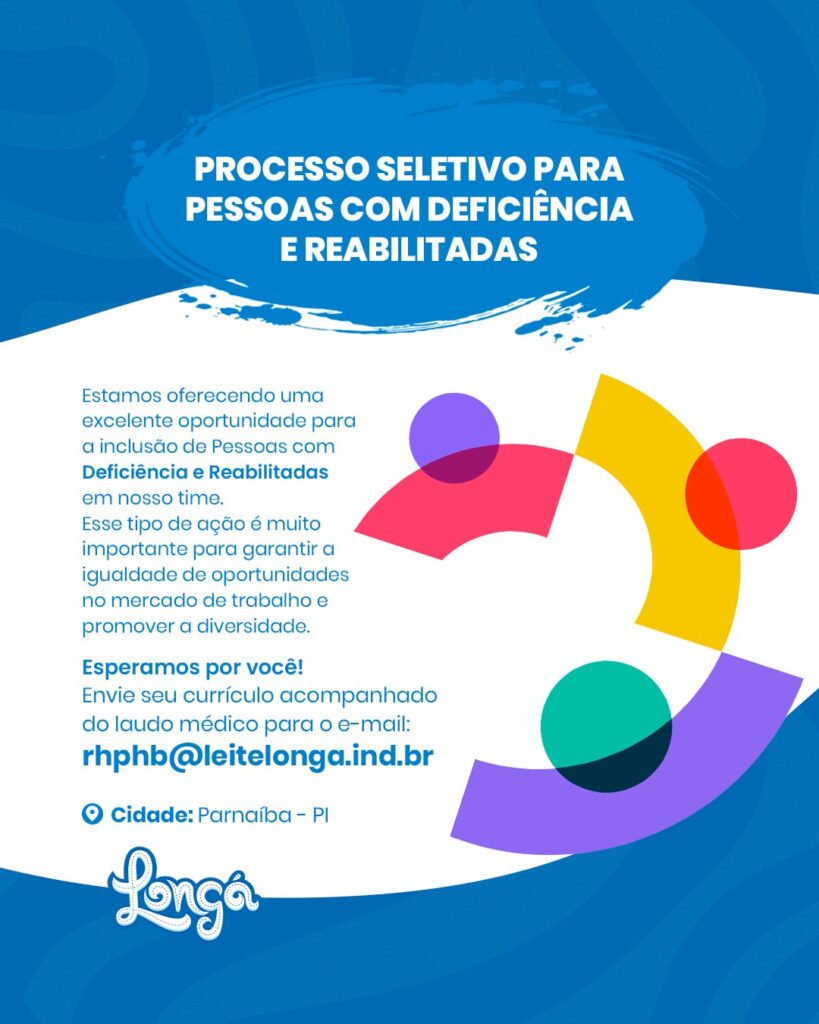 Vaga de emprego para PCD em Parnaíba