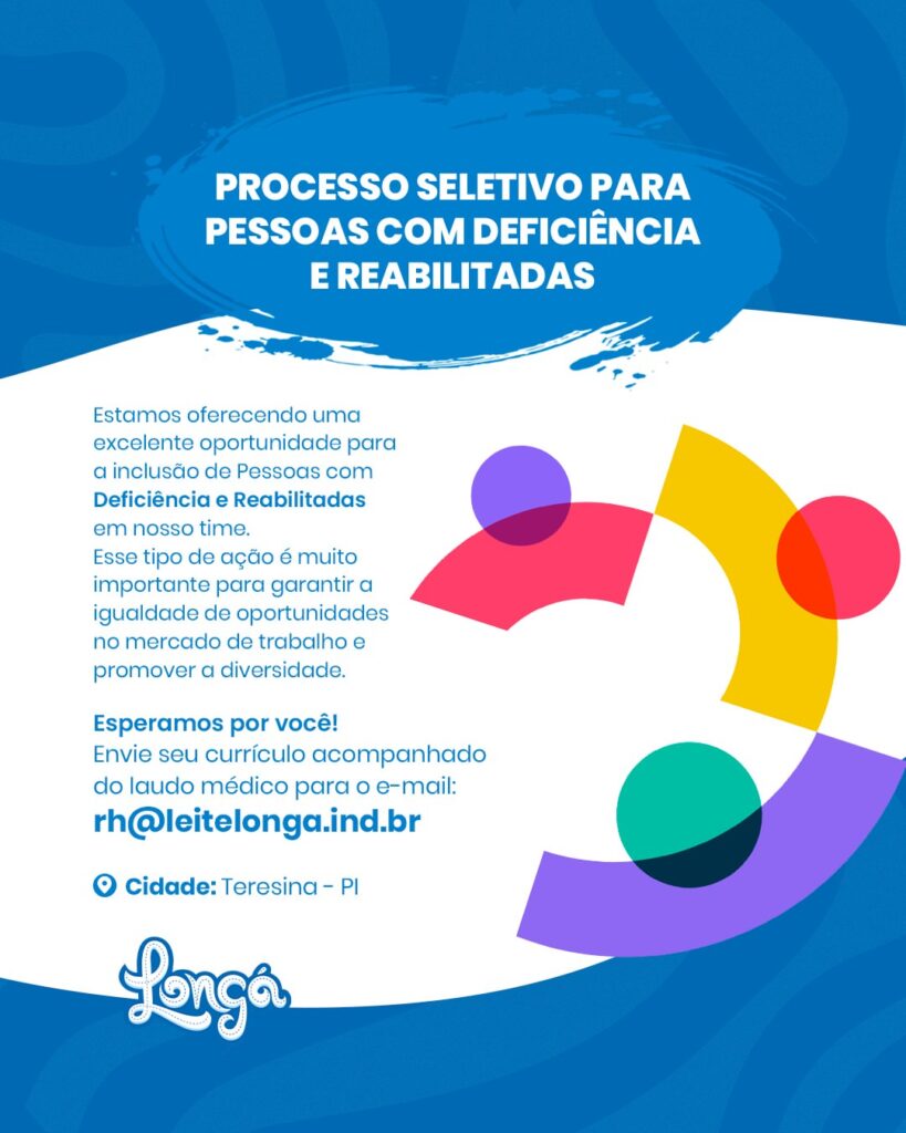 Vaga de emprego para PCD em Teresina