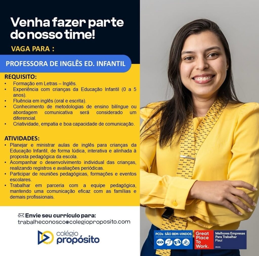 Vaga de emprego para Professora de Inglês