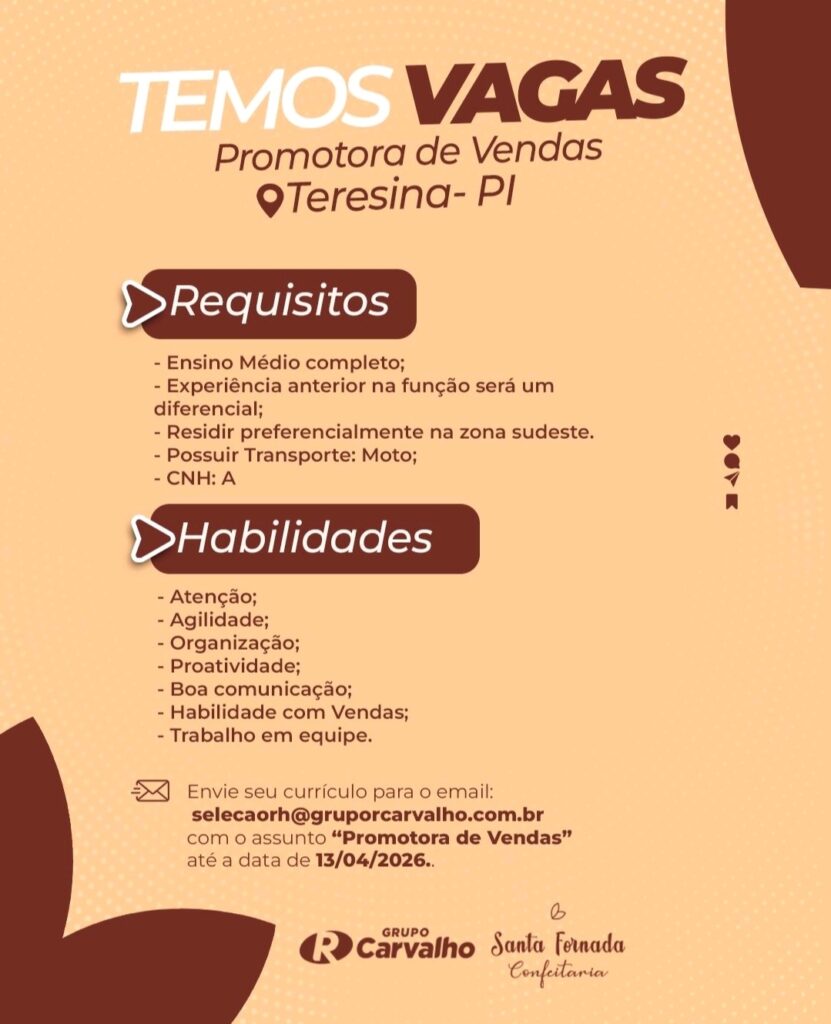 Vaga de emprego para Promotora de Vendas