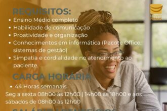 Vaga de emprego para Recepcionista