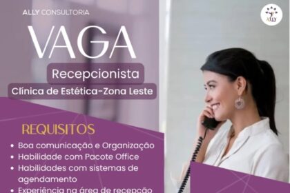 Vaga de emprego para Recepcionista