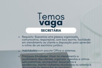 Vaga de emprego para Secretária