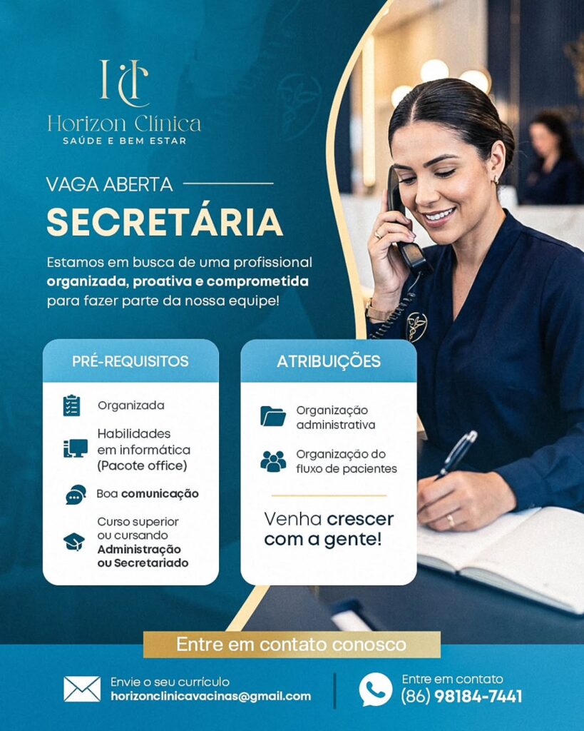 Vaga de emprego para Secretária