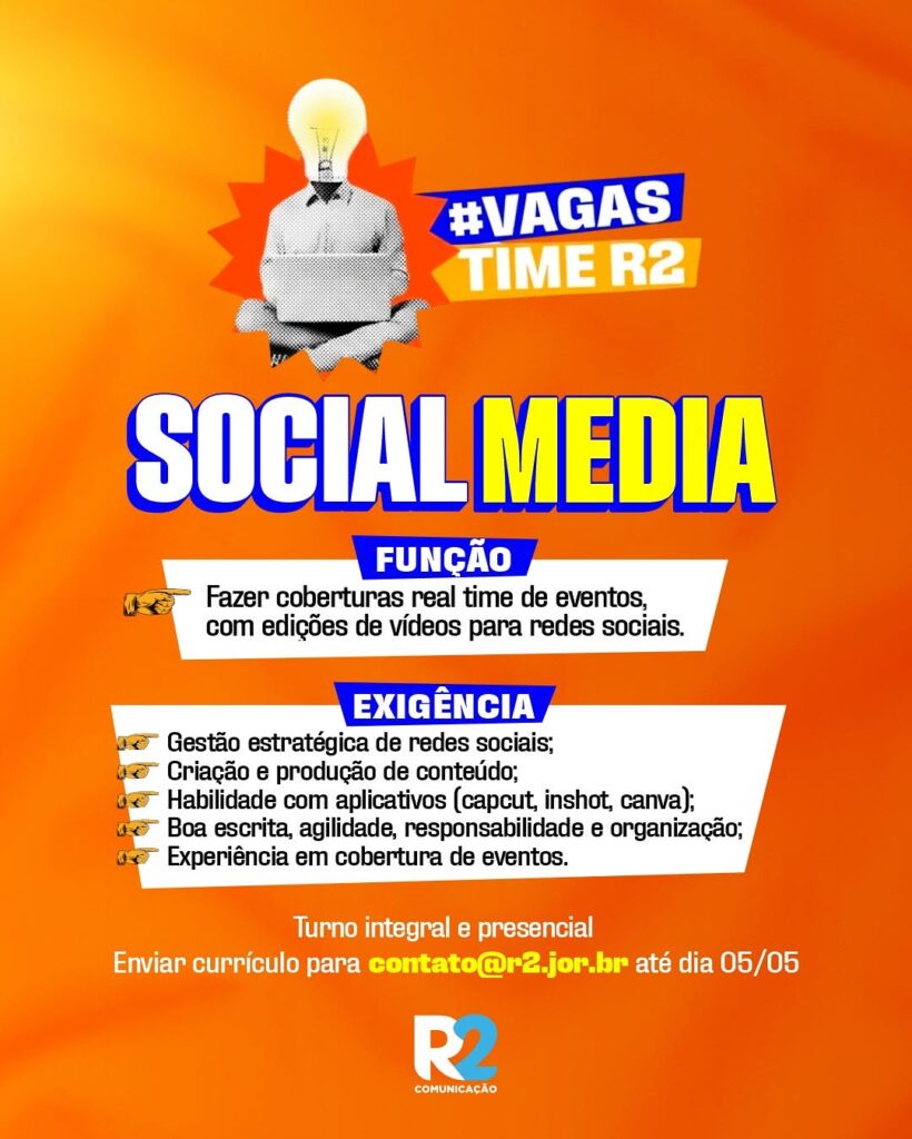 Vaga de emprego para Social Media