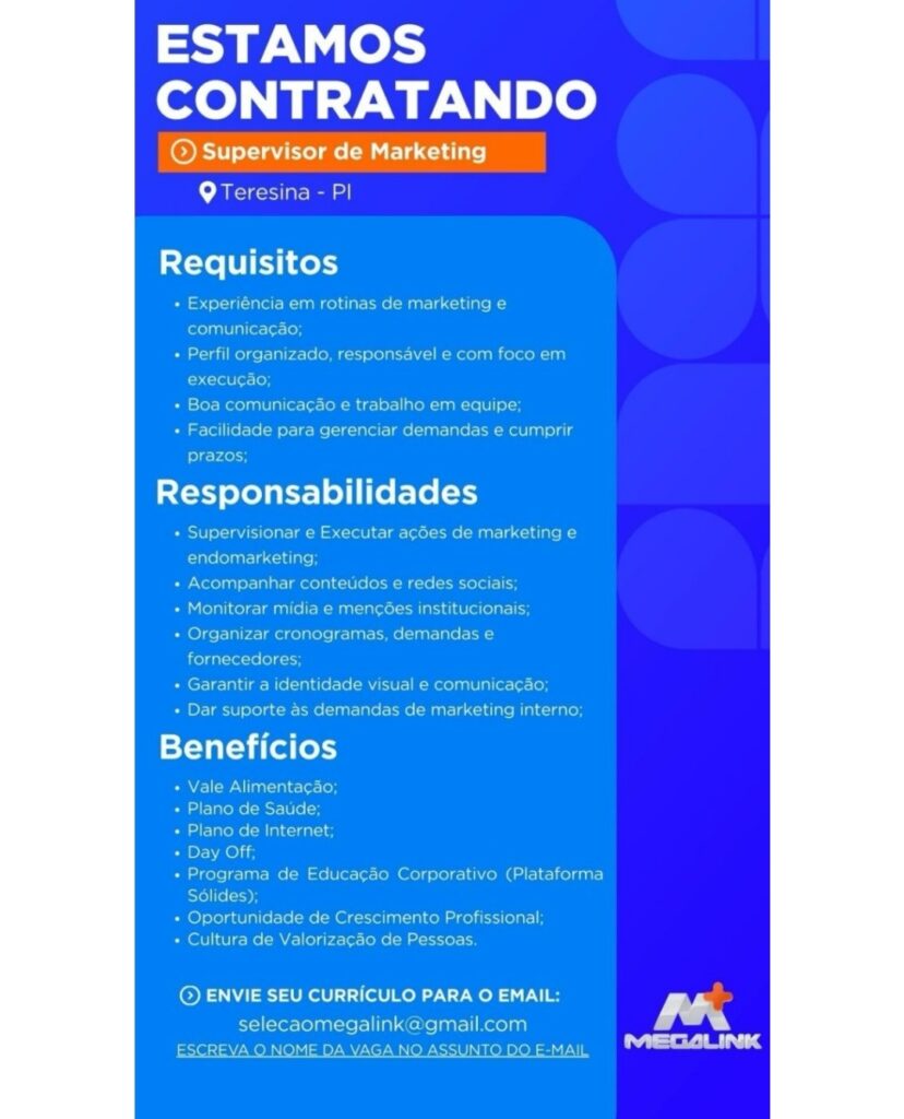 Vaga de emprego para Supervisor(a) de Marketing