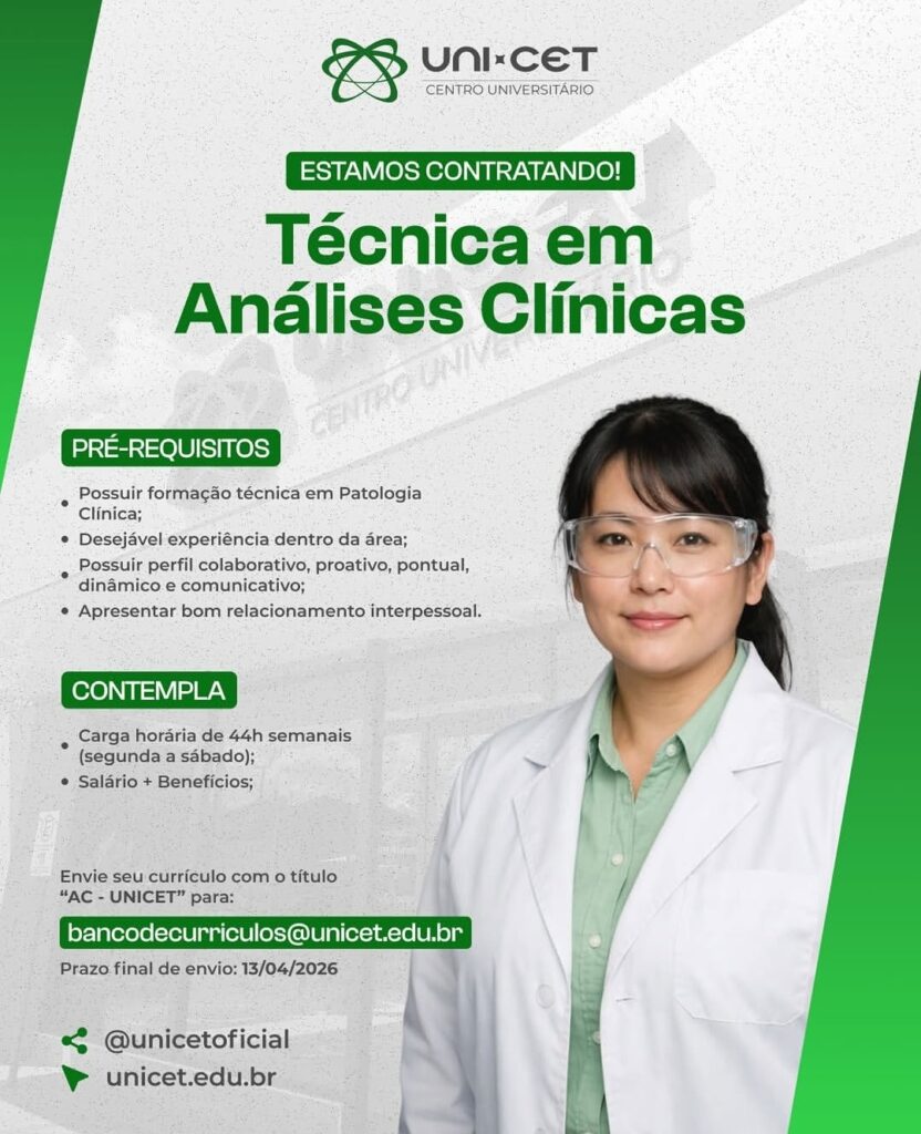 Vaga de emprego para Técnica em Análises Clínicas