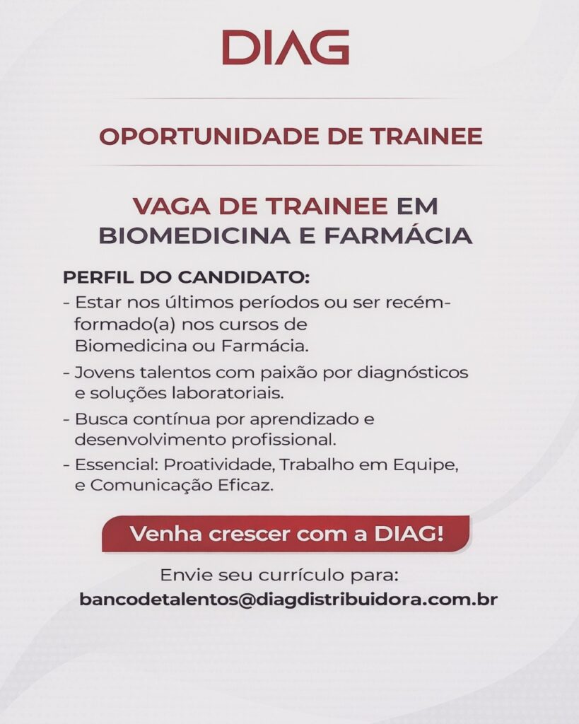 Vaga de emprego para Trainee de Biomedicina e Farmácia