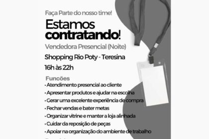 Vaga de emprego para Vendedora