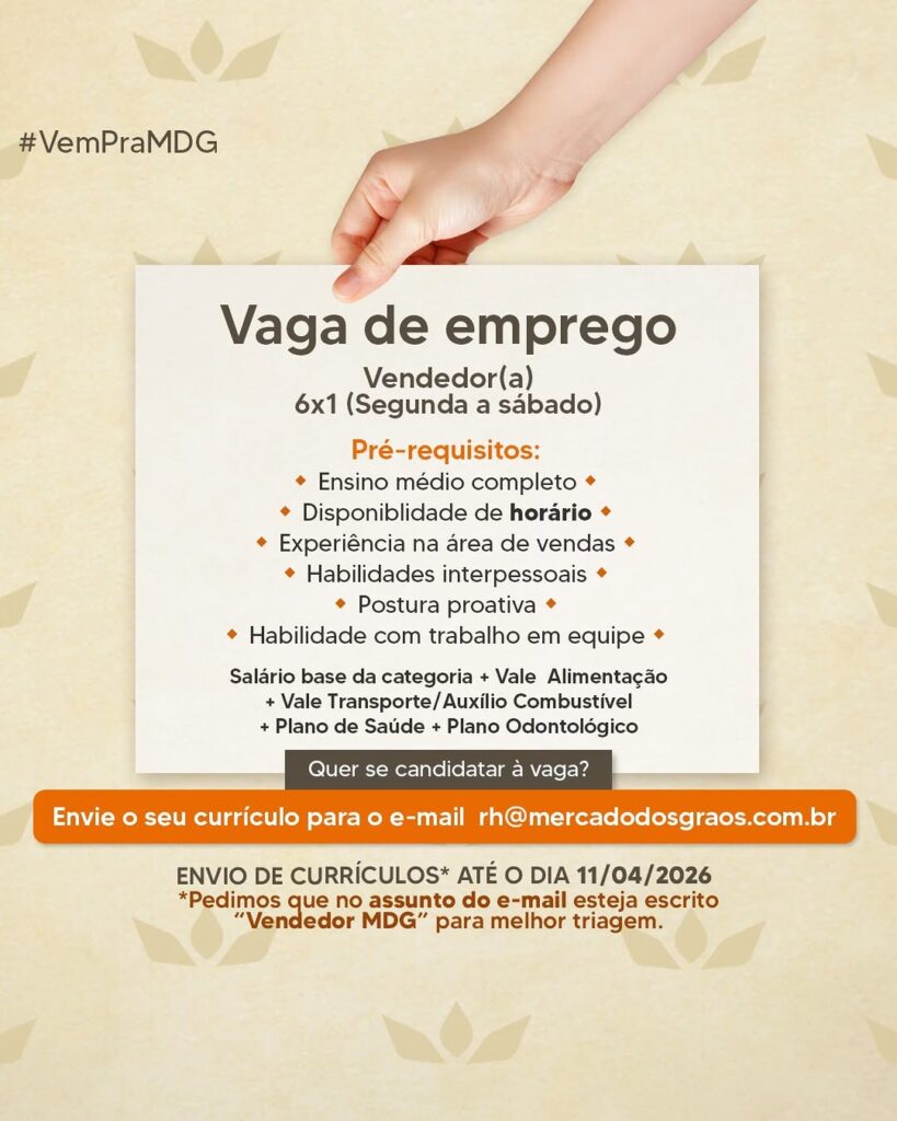 Vaga de emprego para Vendedor(a)