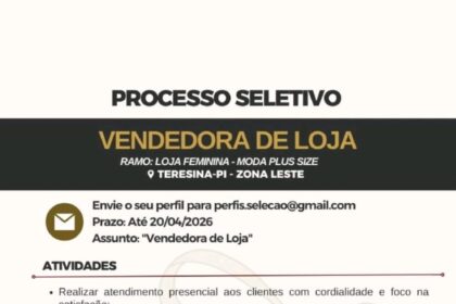 Vaga de emprego para Vendedora de Loja