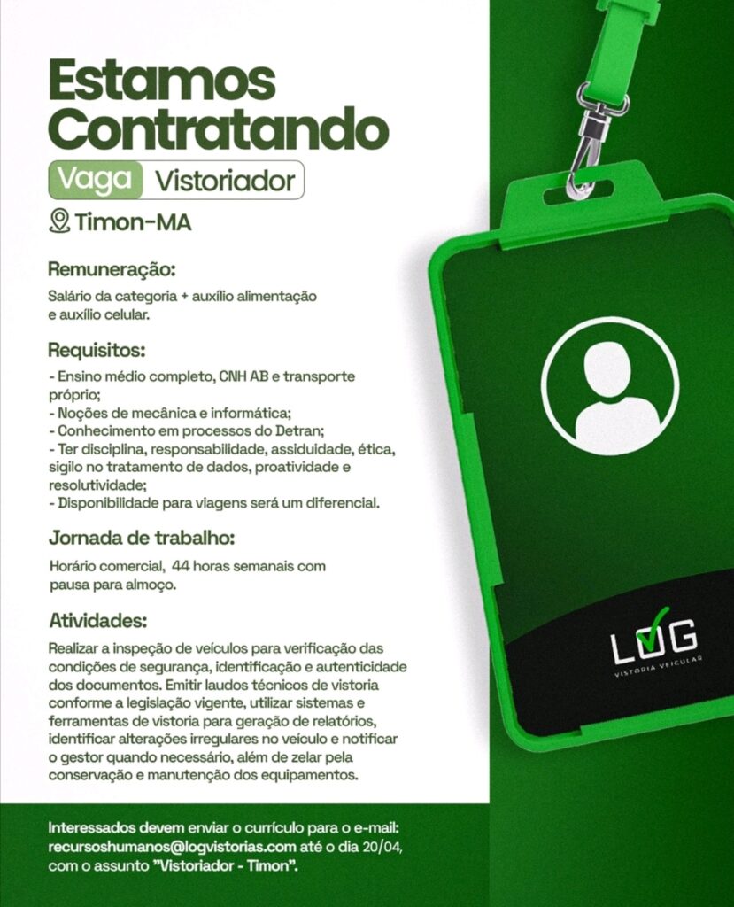 Vaga de emprego para Vistoriador em Timon