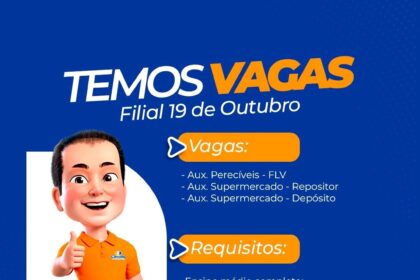 Vagas de emprego para Aux. de Perecíveis (FLV), Aux. de Supermercado (Repositor) e Aux. de Supermercado (Depósito)