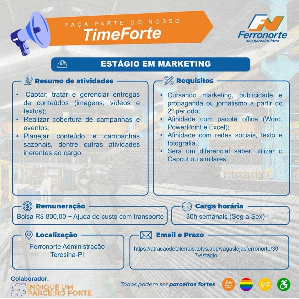 Vaga de Estágio para Marketing