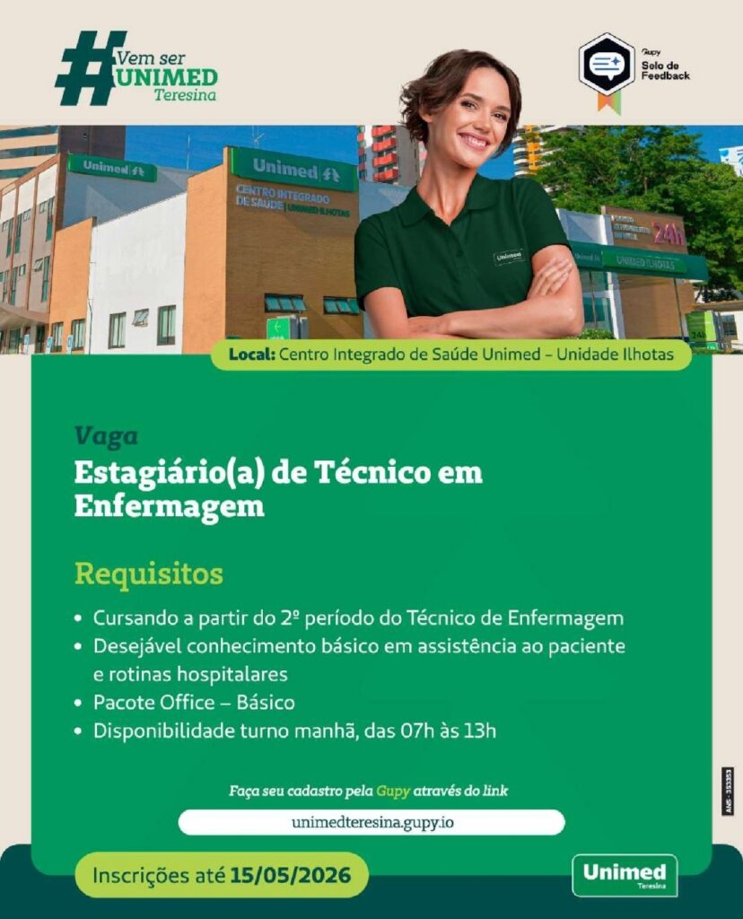 Vaga de Estágio para Técnico de Enfermagem 