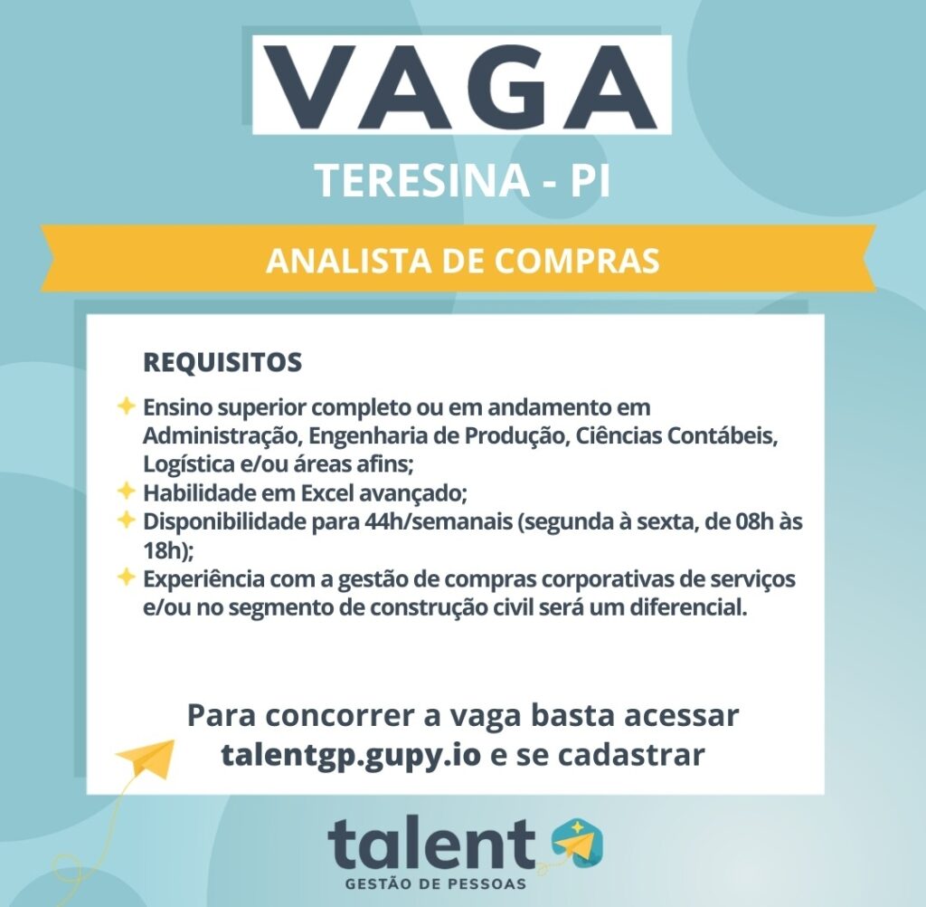 Vaga de emprego para Analista de Compras
