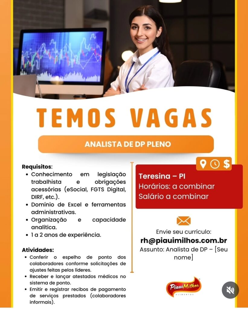 Vaga de emprego para Analista de DP Pleno