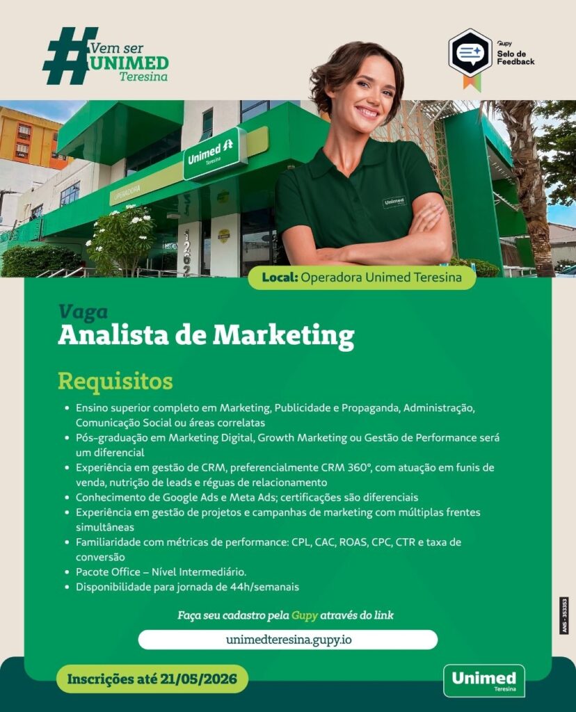 Vaga de emprego para Analista de Marketing