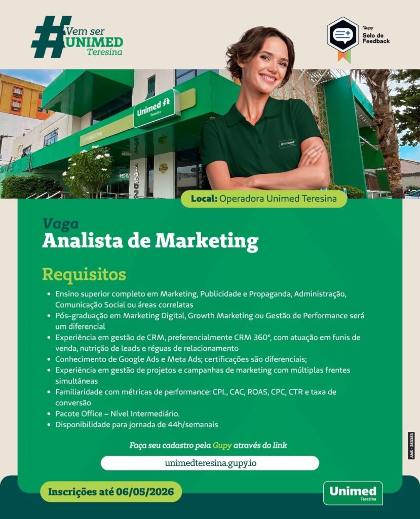 Vaga de emprego para Analista de Marketing