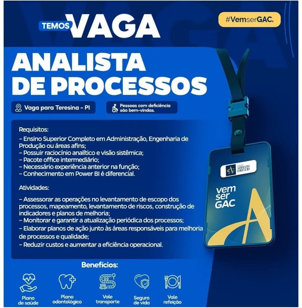 Vaga de emprego para Analista de Processos