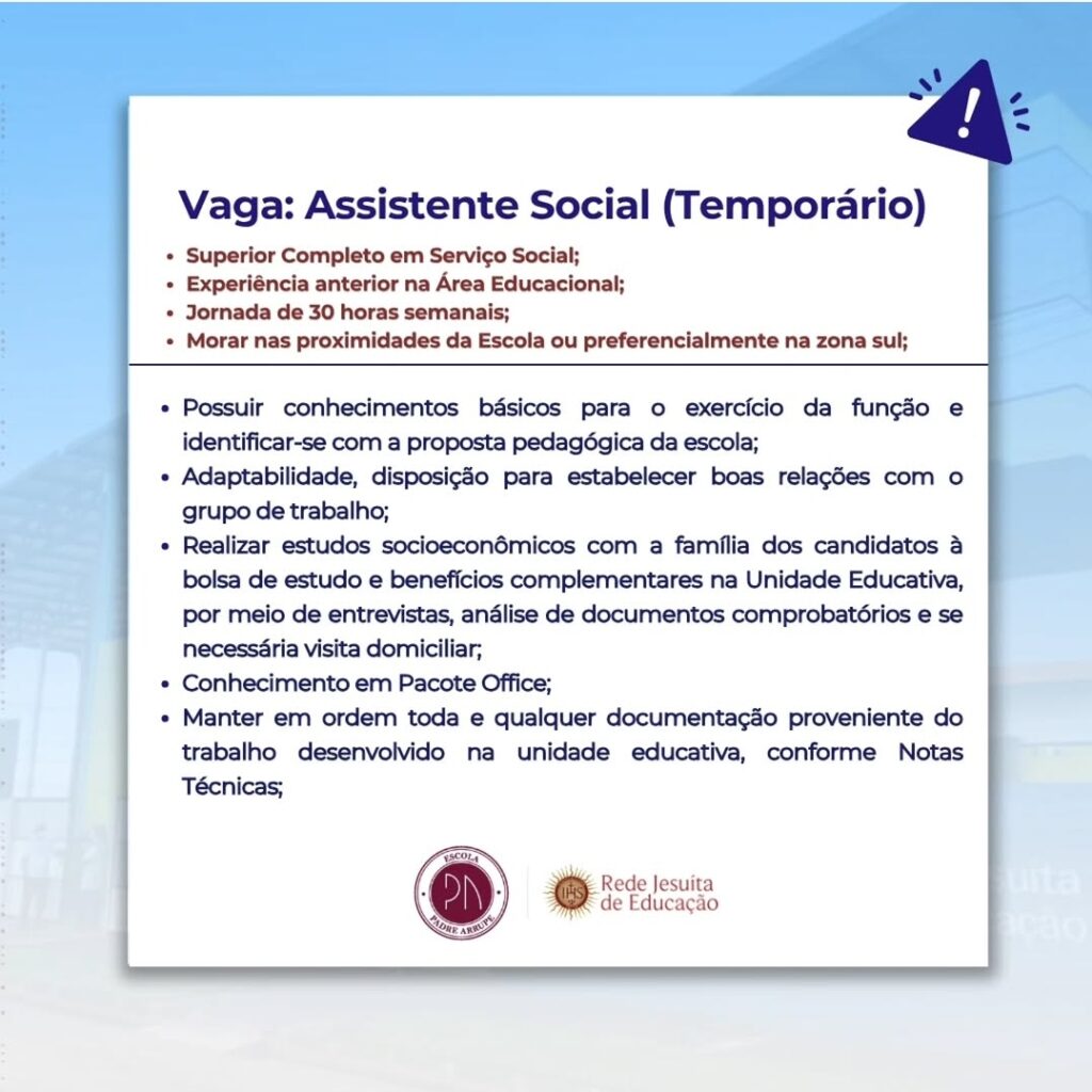 Vaga de emprego para Assistente Social