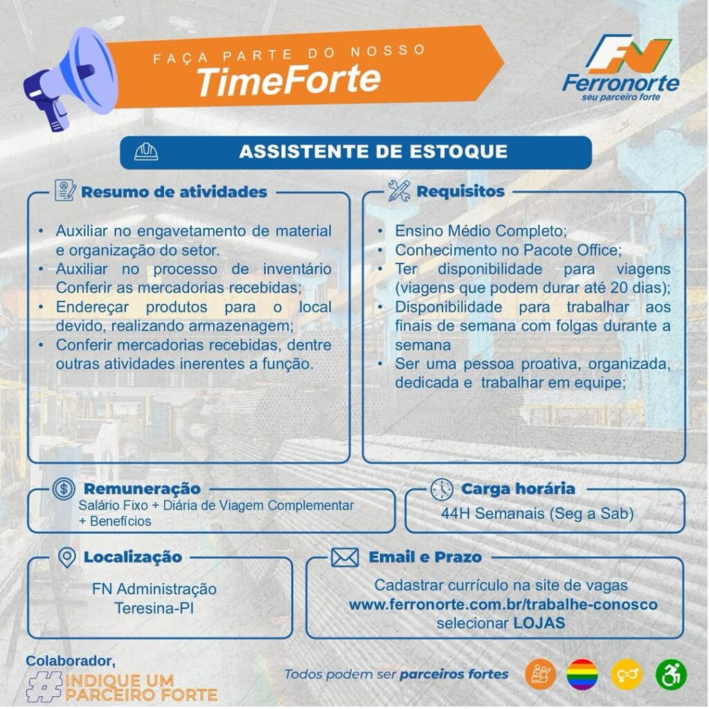 Vaga de emprego para Assistente de Estoque