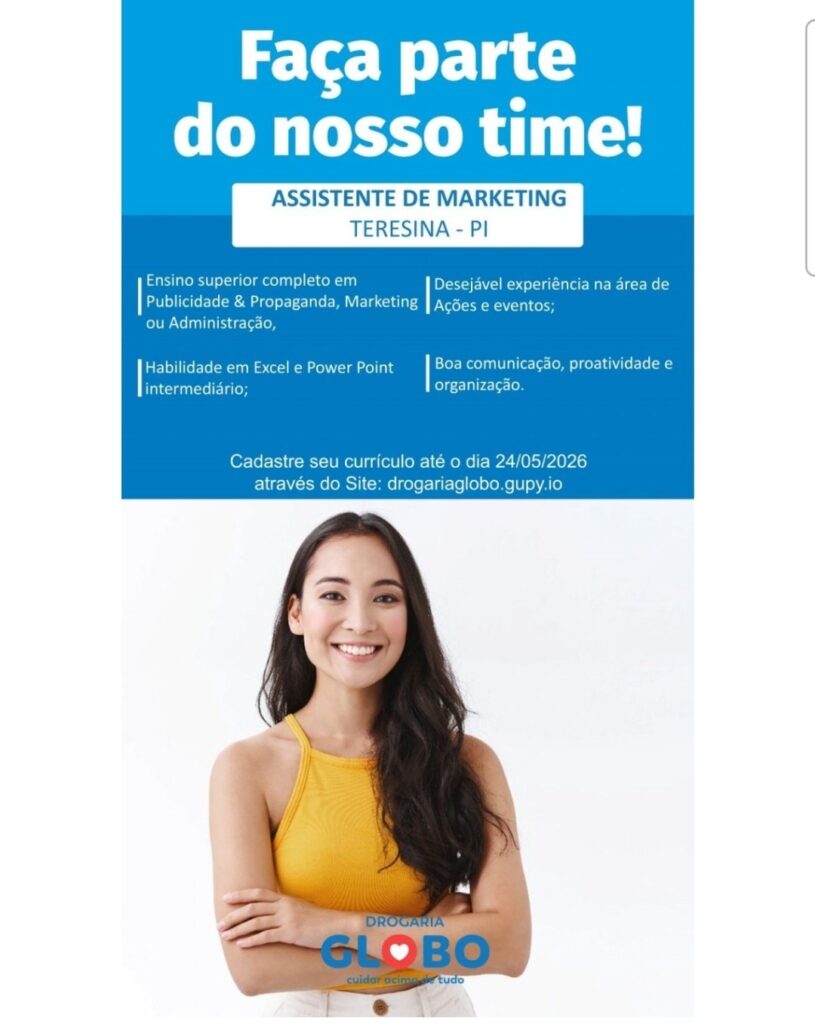 Vaga de emprego para Assistente de Marketing